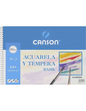 Block espiral acuarela y tempera 370 gr. basik  A-4