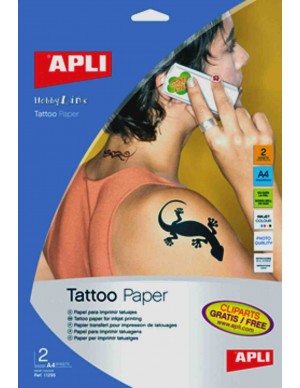 Pte. 2 hojas papel tatuaje Apli 11295
