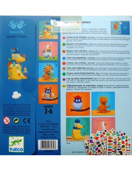 Crear con pegatinas. Animales. Djeco