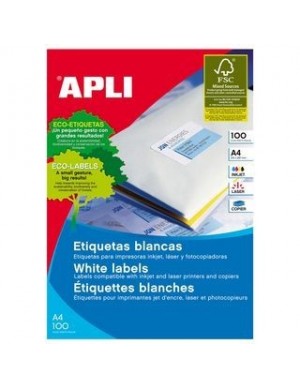 C/ 100 hojas etiquetas impresora APLI