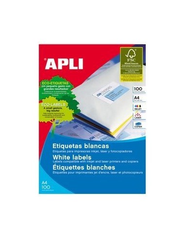 C/ 100 hojas etiquetas impresora APLI