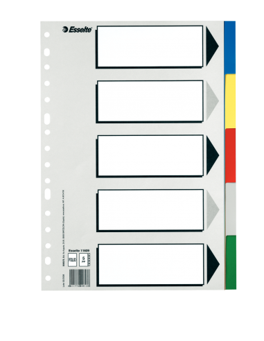 Separador plástico 5 colores A-4 Esselte