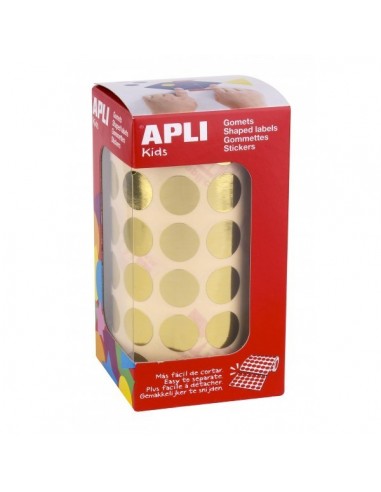 Rollo gomets circulo 15 mm metalizados APLI
