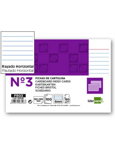 Ficha rayada nº3 100x150 (paquete 100 uds)