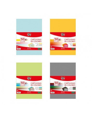 Pte. 50 cartulinas A-4 surtidas colores Fuertes 1