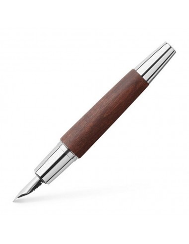 Pluma estilográfica e-motion cromado marrón F- Faber-Castell