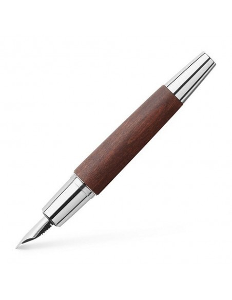 Pluma estilográfica e-motion cromado marrón F- Faber-Castell