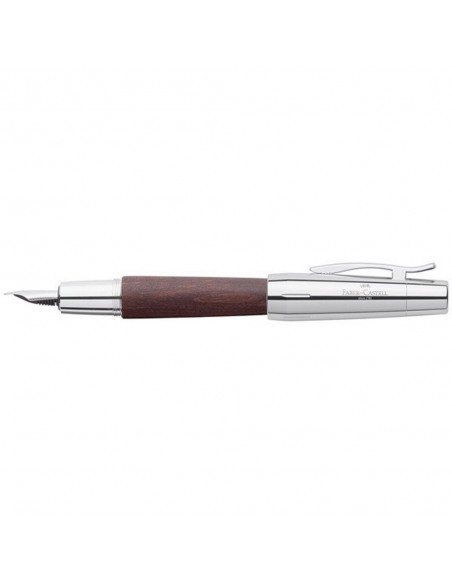 Pluma estilográfica e-motion cromado marrón F- Faber-Castell
