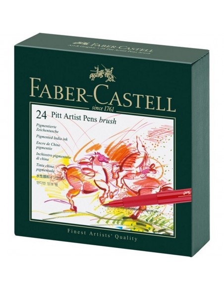 Estuche 24 rotuladores Pitt punta de pincel Faber Castell
