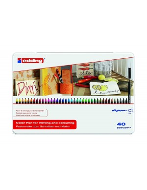 Caja metálica 40 rotuladores Edding 1300