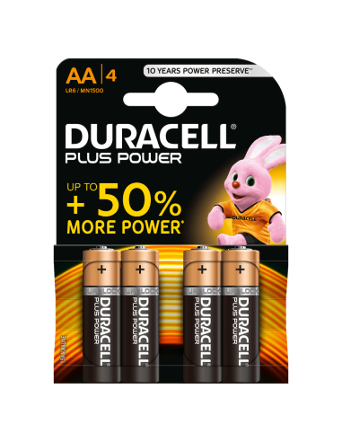Pte. 4 pilas alcalinas Duracell LR06 PLUS POWER