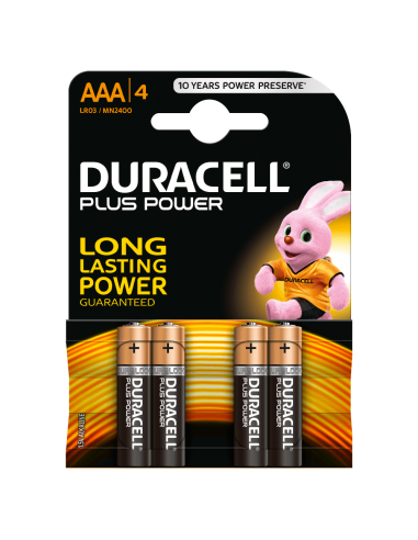 Pte. 4 pilas alcalinas Duracell LR03-AAA Plus power