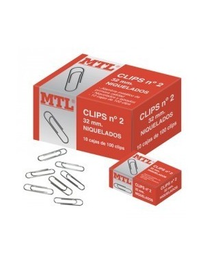 C/ 100 clips niquelados Nº2 - 33 mm Dohe 79201