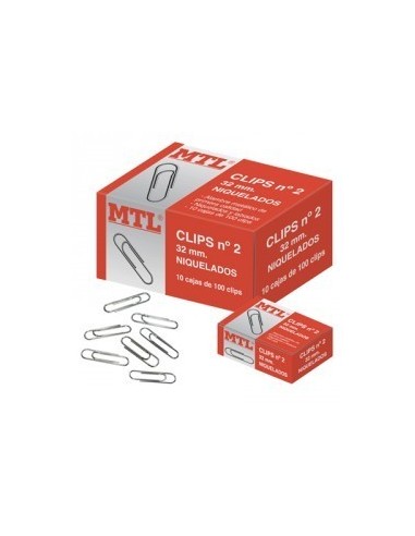 C/ 100 clips niquelados Nº2 - 33 mm Dohe 79201