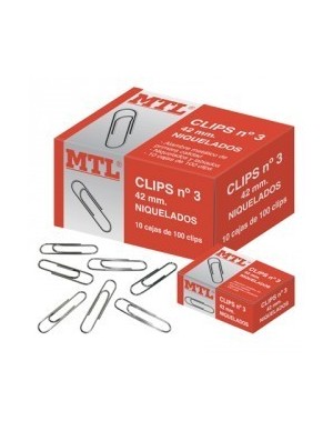 C/ 100 clips niquelados Nº3 - 42 mm Dohe 79202