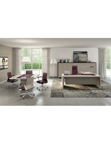 Mesa direccional en madera con ala y buk pedestal Quadrifoglio X10