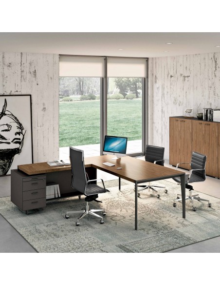 Mesa direccional en madera con ala y buk pedestal Quadrifoglio X9