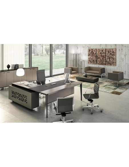 Mesa direccional en madera con ala y buk pedestal Quadrifoglio X9