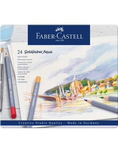 Estuche de metal 24 lápices acuarelables Goldfaber Aqua 114624