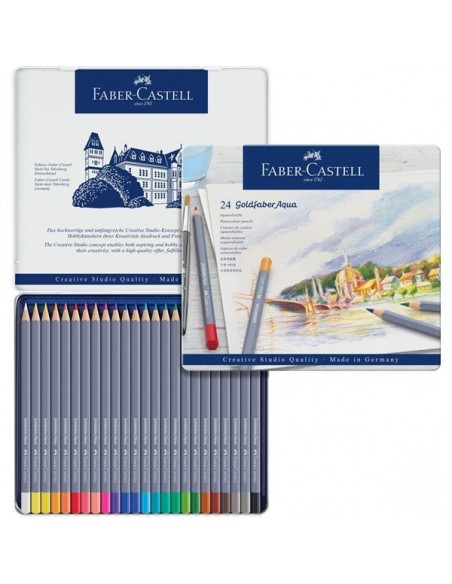 Estuche de metal 24 lápices acuarelables Goldfaber Aqua 114624