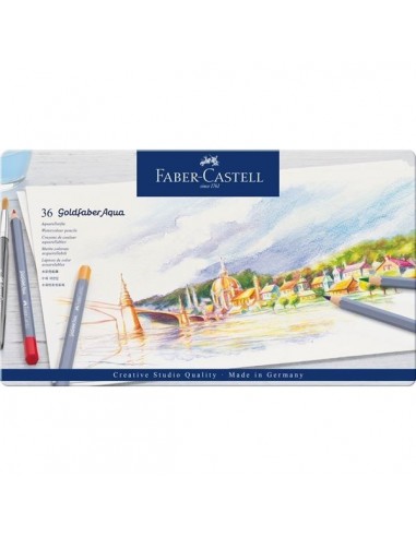 Estuche de metal 36 lápices acuarelables Goldfaber Aqua 114636