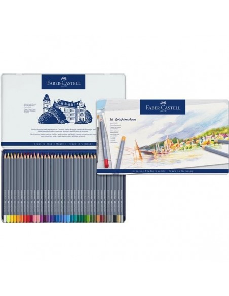 Estuche de metal 36 lápices acuarelables Goldfaber Aqua 114636