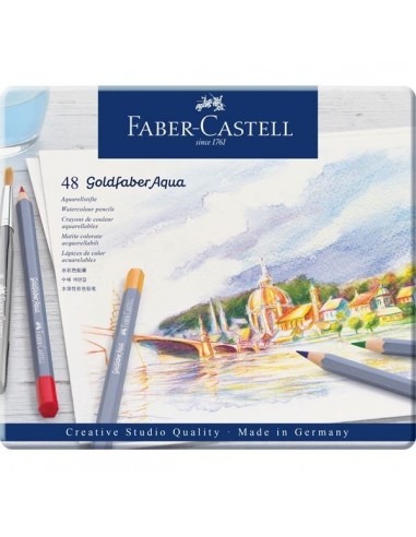 Estuche de metal 48 lápices acuarelables Goldfaber Aqua 114648