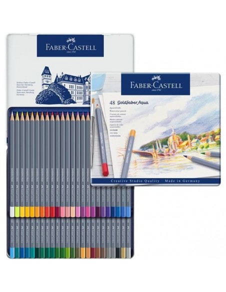 Estuche de metal 48 lápices acuarelables Goldfaber Aqua 114648