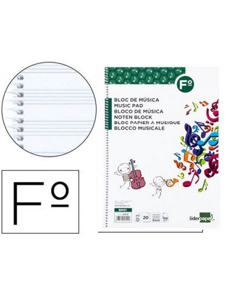 Libreta pentagrama espiral folio natural