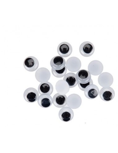Ojos móviles redondos adhesivos negros
