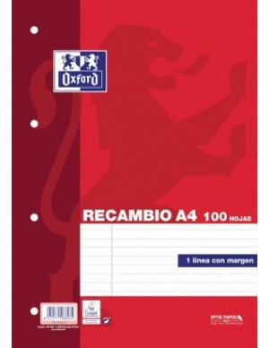 Recambio  A-4 oxford 4 taladros 1 línea con margen 100430210