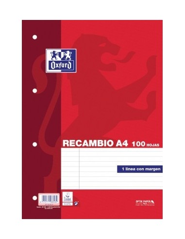 Recambio  A-4 oxford 4 taladros 1 línea con margen 100430210