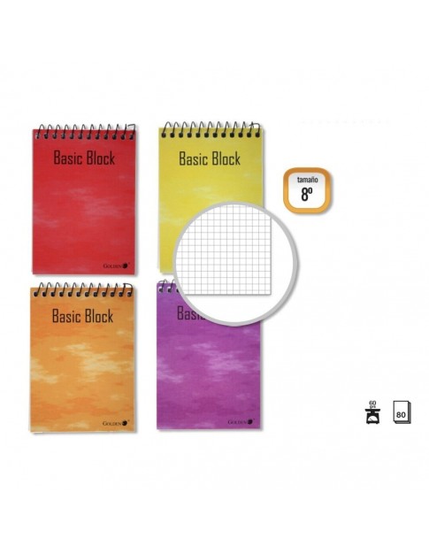 Libreta  1/8 espiral  lateral cuadricula 4x4