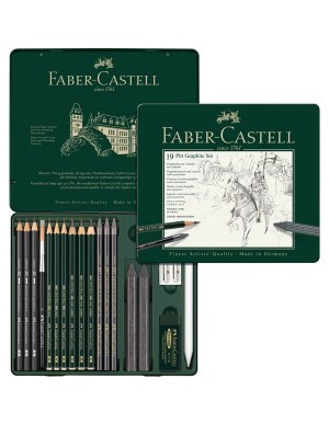 Estuche metal PITT 19 piezas de grafito 2