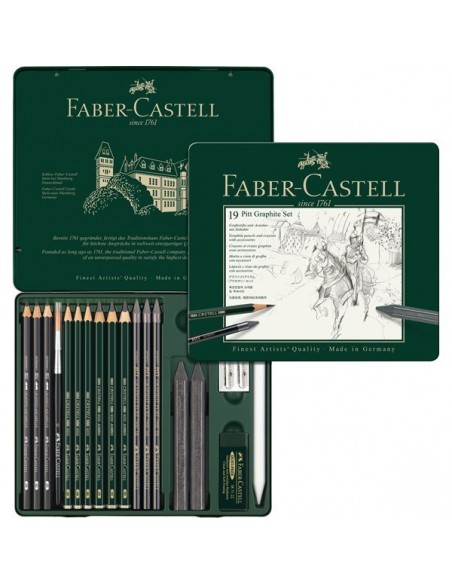 Estuche metal PITT 19 piezas de grafito
