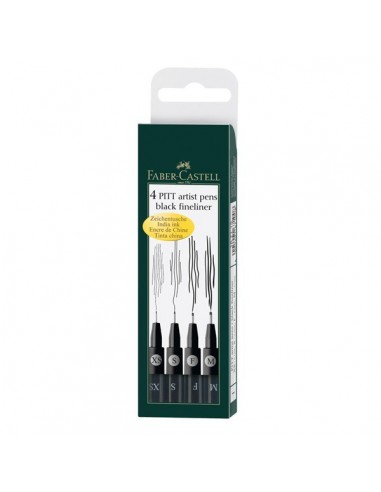 Estuche 4 rotuladores pitt negros