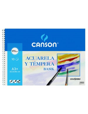 Block espiral acuarela y tempera 370 gr. basik  A-3