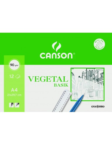 Pack 12 hojas A-4 vegetal Canson