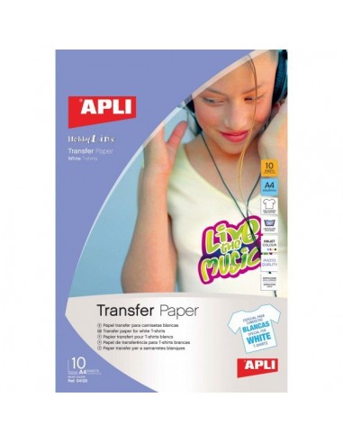 Pte. 10 hojas transfer Apli para camisetas blancas