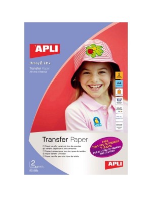 Pte. 2 hojas apli transfer para todo tipo de prendas